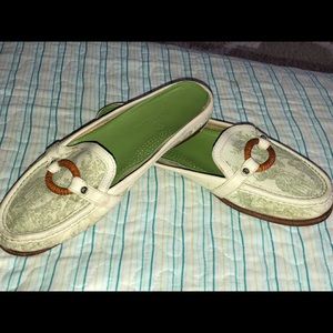 Canvas and Linen Cole Haan slides